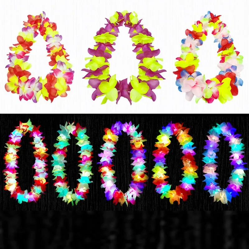 guirlande fleurs lumineuses multicolores décoratives festives hawaiiannes hula dance anniversaire fete anniversaire noel mariage