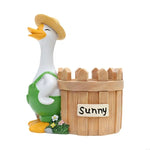 pots fleurs décoration canard imitation bois champignon champêtre mignon bienvenue soleil