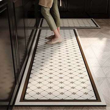 tapis sol cuisine salle bain antidérapant absorbant eau motif géométrique moderne beige noir