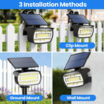 projecteur solaire led clippon 136led 48led ip65 moderne extérieur jardin clôture campingurgence