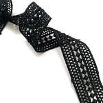 ruban dentelle noir motif ondulé 5cm large tissu polyester classique couture 2mètres écologique soluble