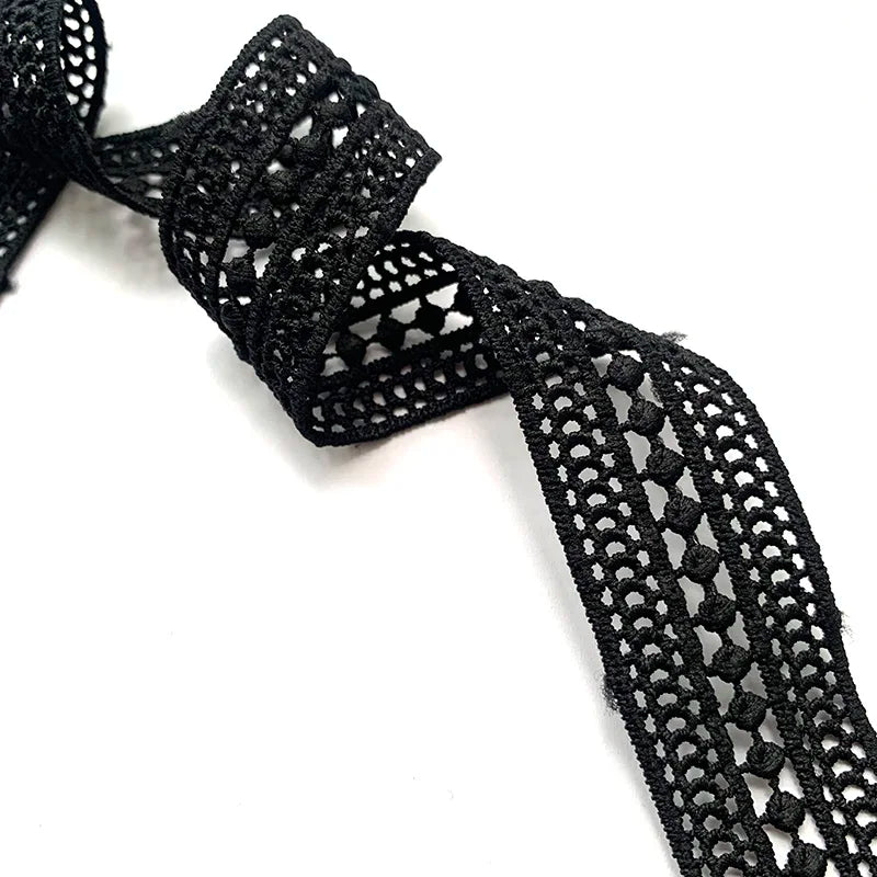 ruban dentelle noir motif ondulé 5cm large tissu polyester classique couture 2mètres écologique soluble