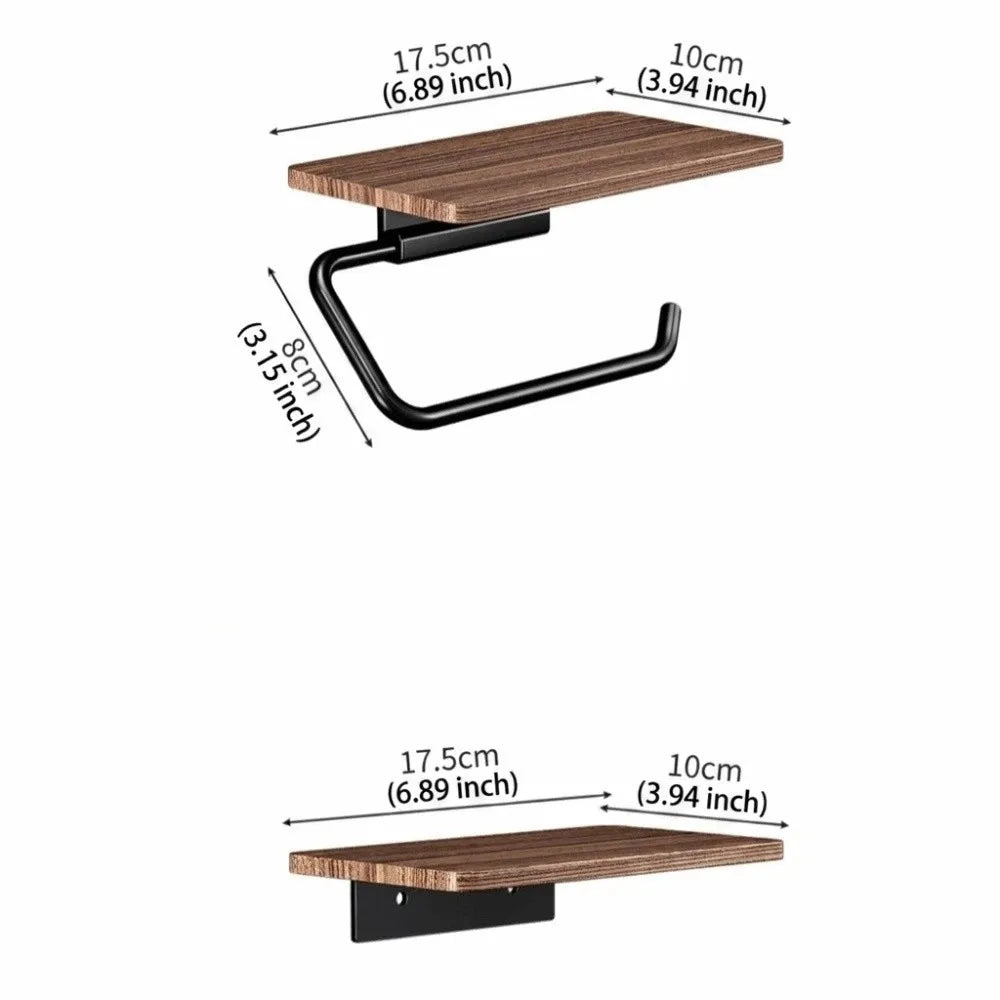 étagère murale bois foncé moderne adhésive porte serviettes support serviettes papier rangement facile durable