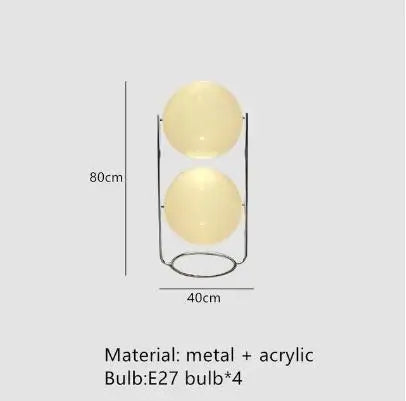 lampe sol moderne sphères translucides blanc câble électrique interrupteur tactile 16 20w led 10