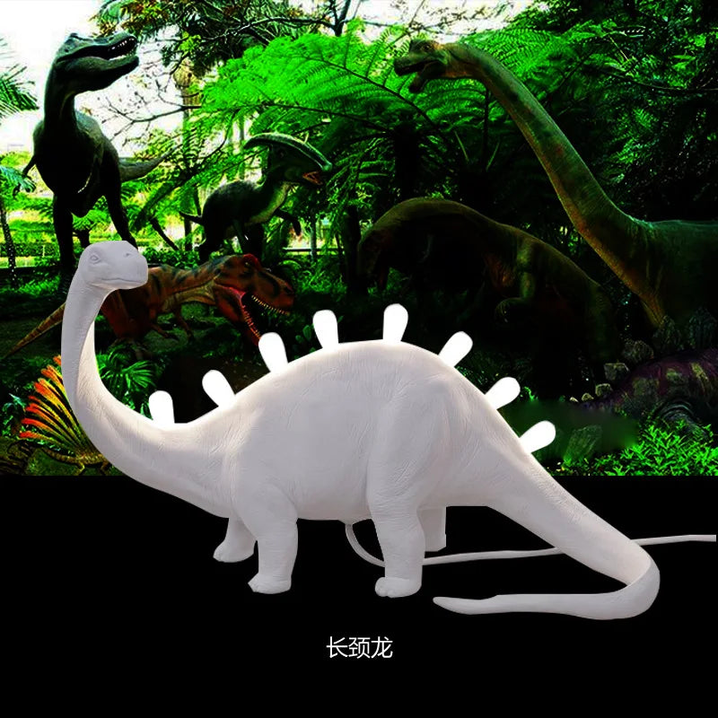 lampes table dinosaure brontosaurus rex led modernes résine filaments intégrés éclairage blanc