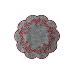 tapis table classique marron gris vert orange rouge guirlande feuilles blanches bordure dentelée 38cm