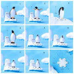 figurines animaux résine blanc noir jaune nautique pingouins phoque flocon neige détaillées maison jardinage