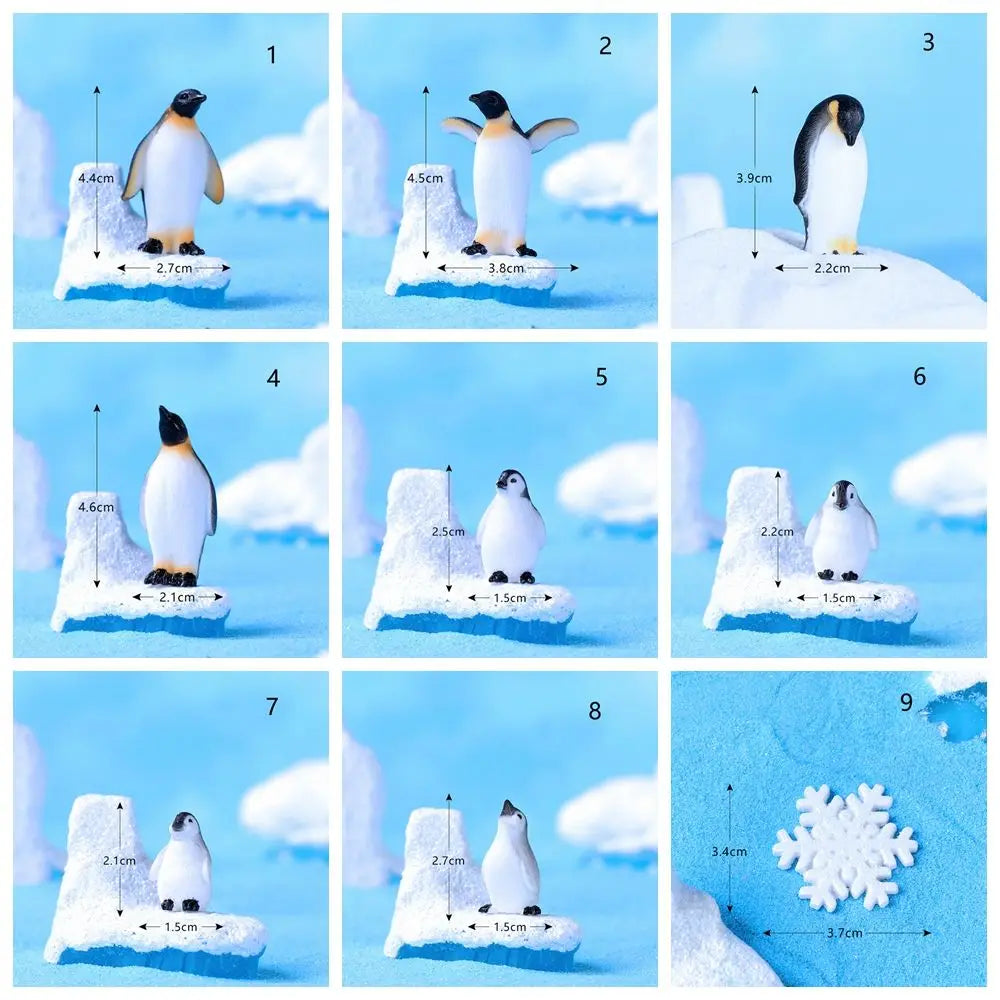 figurines animaux résine blanc noir jaune nautique pingouins phoque flocon neige détaillées maison jardinage