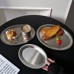 assiette ovale argentée moderne minimaliste lisse brossée rangement bijoux dîner