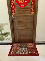 tapis extérieur antidérapant imperméable résistant bactéries motifs floraux couleurs classiques vert olive blanc
