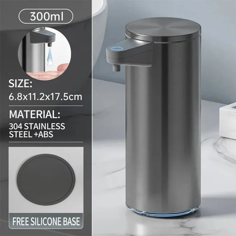 distributeur savon automatique gris métallisé lisse moderne minimaliste mousse liquide