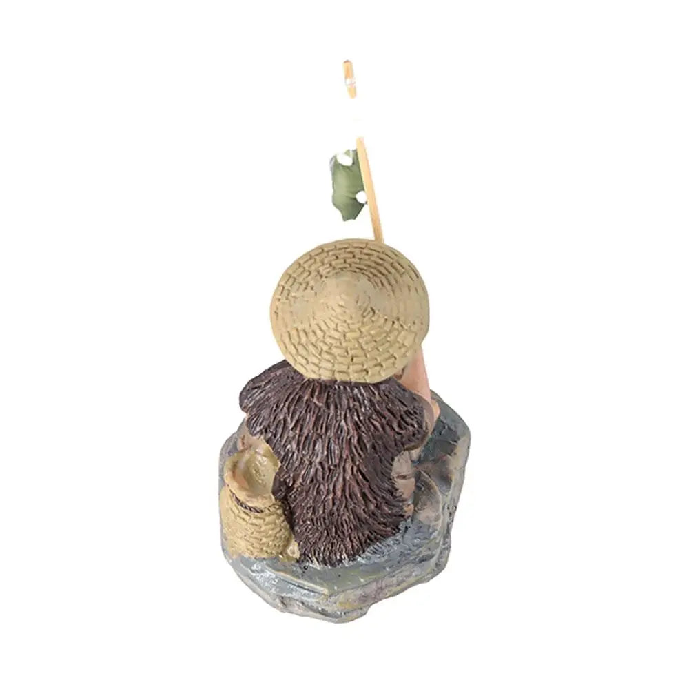 ornement jardin miniature pêcheur résine chapeau panier canne poisson texture rustique asiatiqueextérieur decorationfigurine