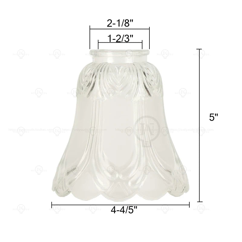 abat jour verre transparent relief floral classique plafonnier luminaire opacité traditionnel fixations invisibles