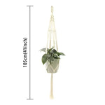 support plante suspendue macramé boho panier blanc noeuds réguliers artisanal pot fleuri