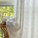 rideau blanc tulle semi transparent motif feuilles argent moderne salon chambre