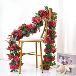 guirlande artificielle roses vigne feuilles vertes extérieur mariage anniversaire décoration romantique 220cm