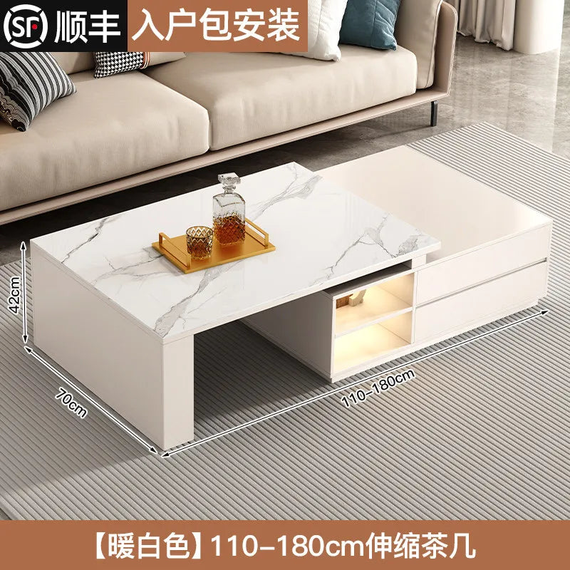 meuble tv moderne gris blanc marbre tiroirs rangement salon
