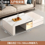 meuble tv moderne gris blanc marbre tiroirs rangement salon