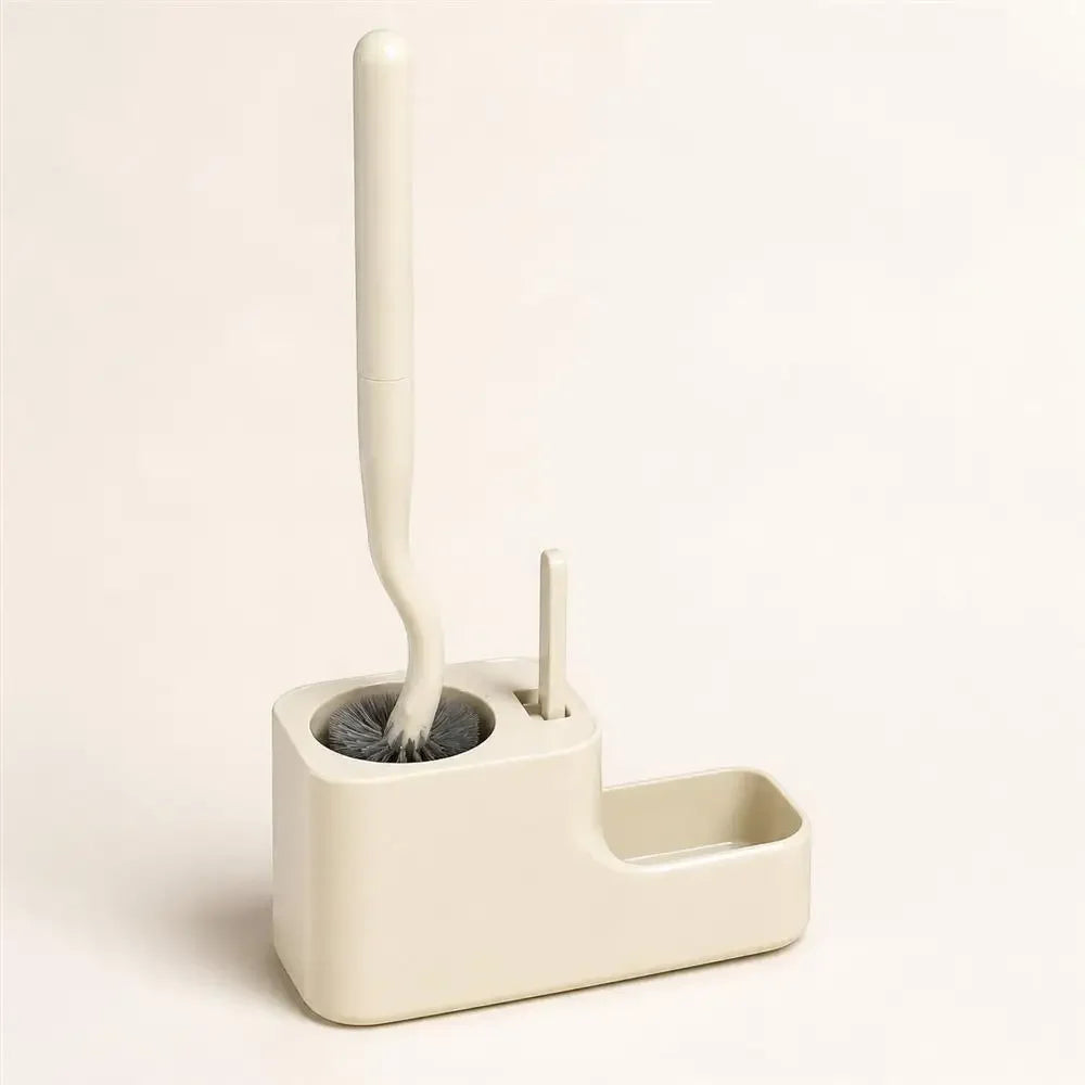 brosse wc long manche support mural beige bristles adhésif compartiment rangement moderne