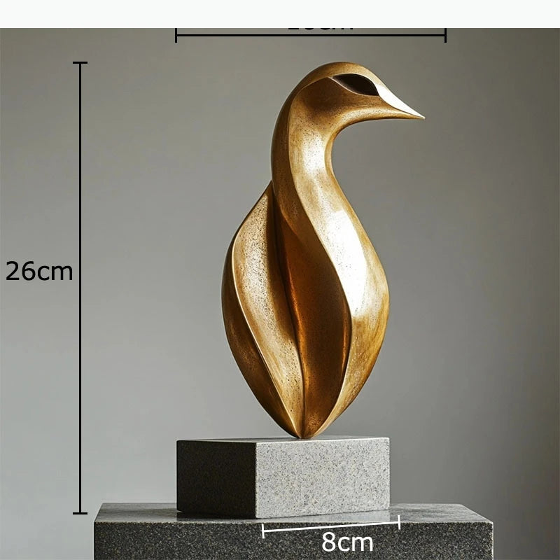 sculpture abstraite moderne minimaliste blanc doré beige gris foncé socle pierre marbre