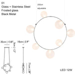 lustre suspension moderne blanc verre opalescent rond salon salle manger dimmable