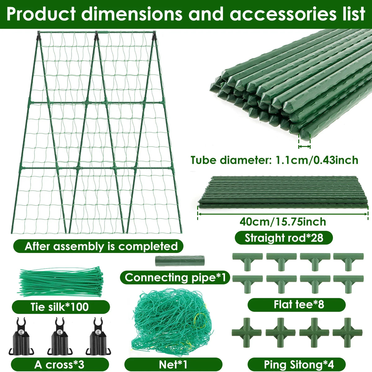 treillis support plantes grimpantes structure triangulaire treillage métallique jardinage rustique tubes connecteurs attaches