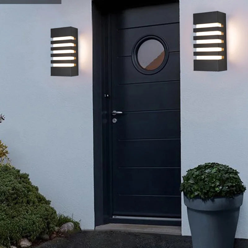 applique murale moderne led étanche noir lignes horizontales lumineuses fixations invisibles aluminium