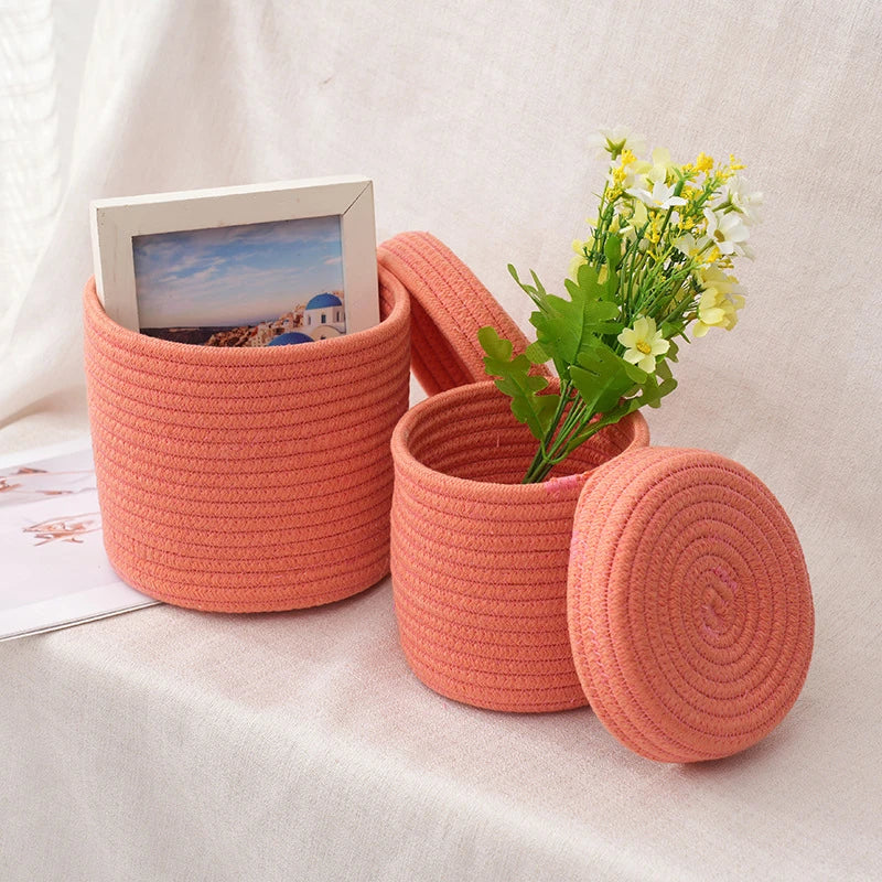 boîtes rangement réutilisables tissu spirale couleur orange rose jaune blanc modernes jouets articles divers