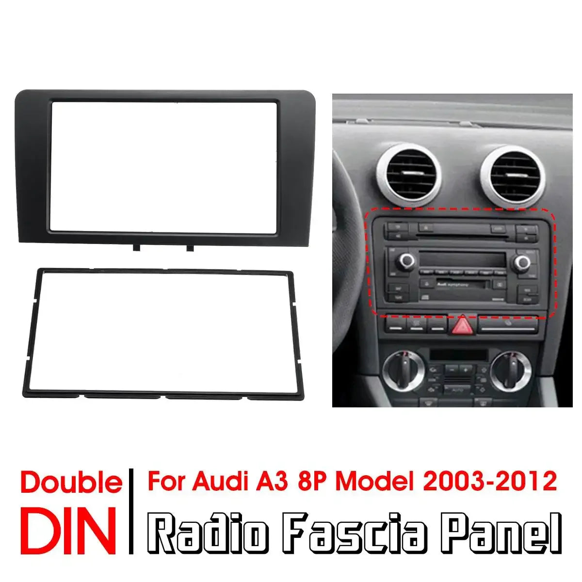 cadre radio voiture audi a3 8p 2003 2012 noir clips modernes double din fascia