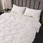 ensemble literie blanc motifs étoiles moderne housses couette plissées taies d'oreiller polyester