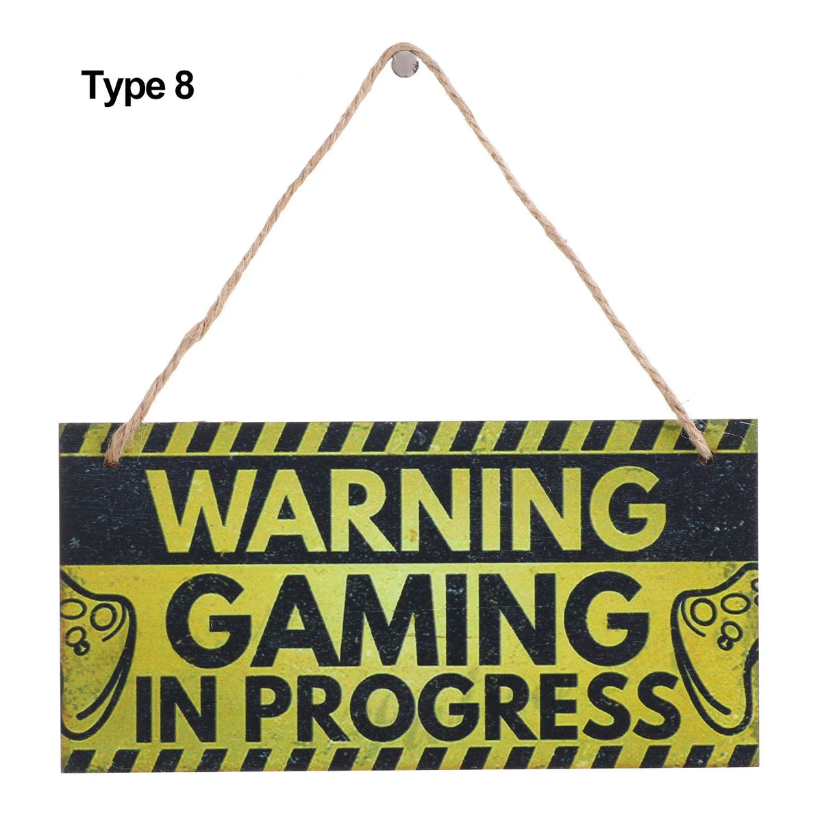 plaque décorative bois graphique texte jeu manette humoristique corde noire bleue adolescente chambre