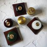 socle lampe vintage or noir rayures horizontales fixations maison DIY deco