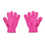 gants bain exfoliants doux microfibre violet rose jaune bleu vert