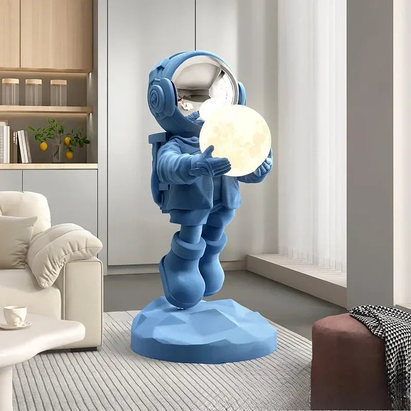 statuette astronaute résine moderne minimaliste rose bleu blanc marron violet opaque