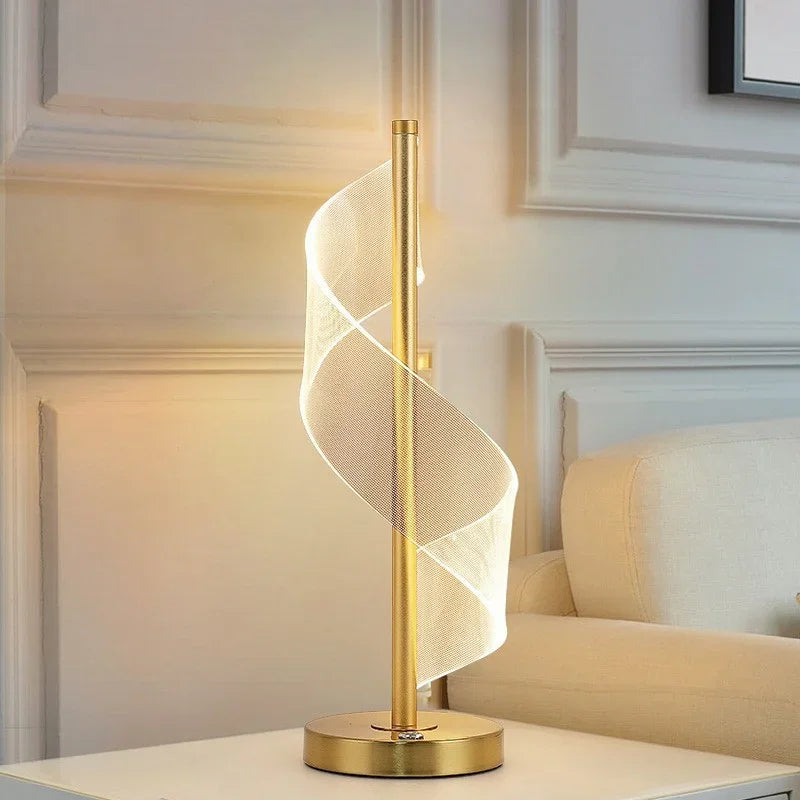 lampe table or spirale transparent moderne interrupteur tactile 34cm base plate