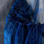 tissu gaze organza bicolore bleu rouge moderne mariage translucide rayures