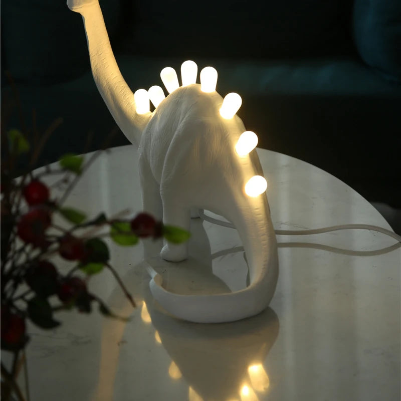 lampes table dinosaure brontosaurus rex led modernes résine filaments intégrés éclairage blanc