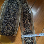 ruban dentelle brodé adhésif motif floral noir or couture mariage décoration couture