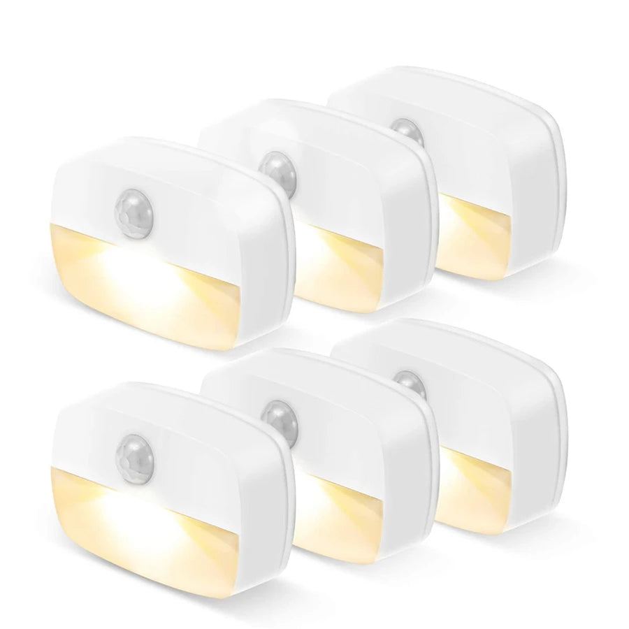 veilleuse led détecteur mouvement blanc moderne adhésif batteries aaa 62x42x22 mm