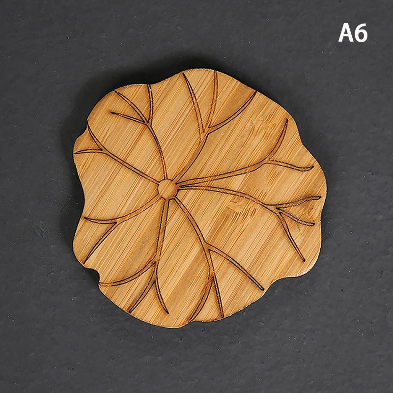 coasters bois naturel floral artisanal table thé asservant tasse blancDecoration maison