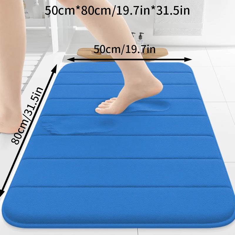 tapis bain marron bleu marine gris moderne antidérapant polyester doux géométrique respectueux environnement salon