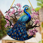 décoration suspendue paon plumes fleurs cerisier acrylique semi transparent artistique floralextérieurintérieur