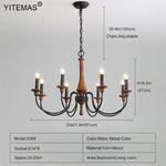 lustre bois vintage noir ampoules e14 cinq bras salon chambre coucher rustique