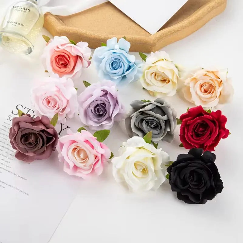 fleurs artificielles roses soie feuilles vertes décoration mariage fête maison scrapbooking