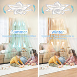 ventilateur led intelligent moderne télécommande blanc fleur lotus 77x77cm