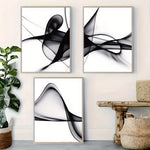 tableaux abstraits modernes noir blanc fluides salon chambre