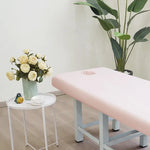 table massage adulte gris clair moderne couverture tabouret pieds