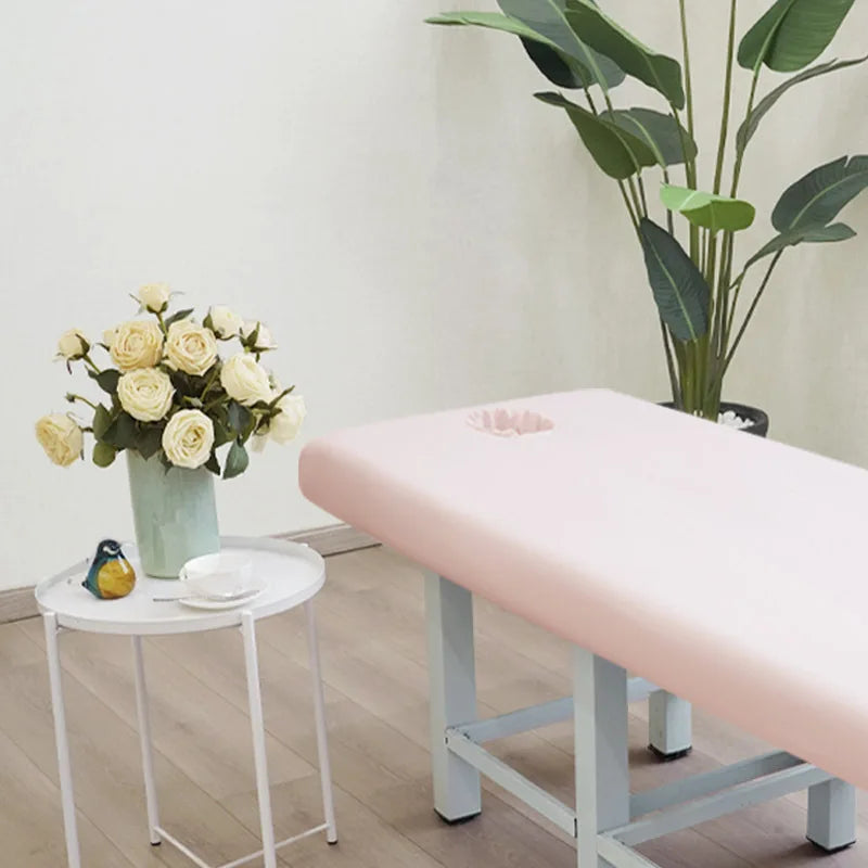 table massage adulte gris clair moderne couverture tabouret pieds