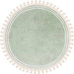 tapis rond moderne vert clair texture douce franges blanches salon chambre bébé