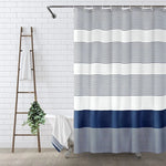 rideau douche polyester bleu clair rayures horizontales plissé moderne opale